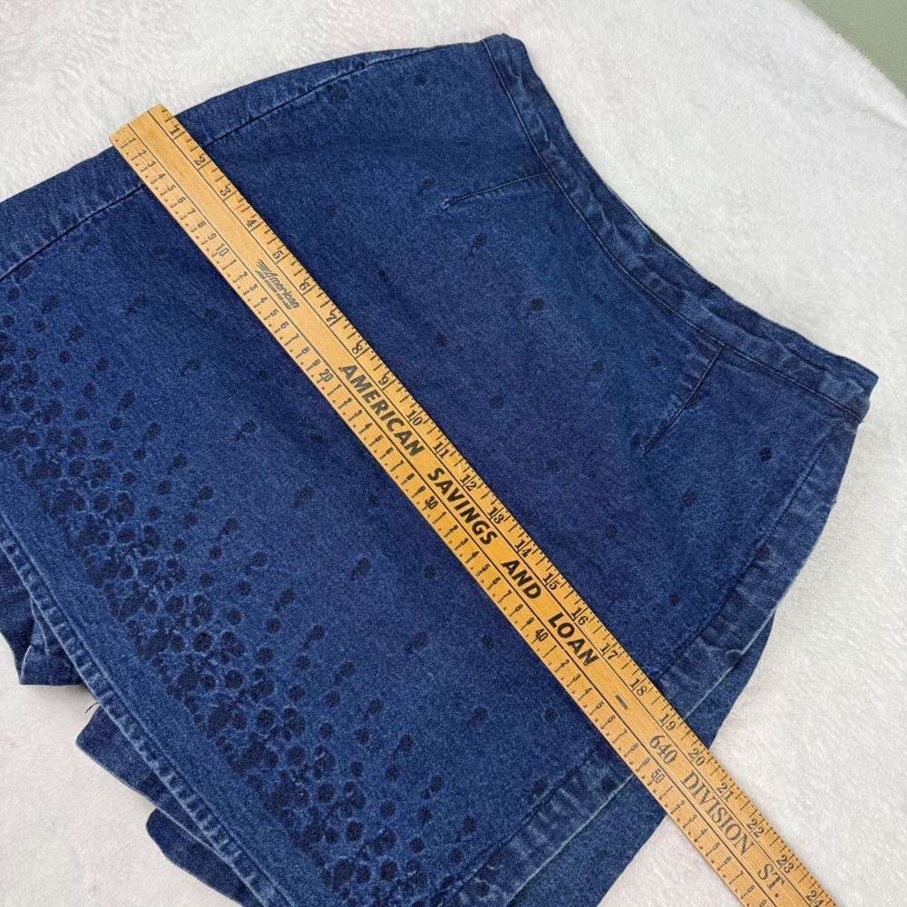 Van Heusen‎ Womens Blue Denim Printed Skort Side Zip Cotton Size 10 - Picture 10 of 10